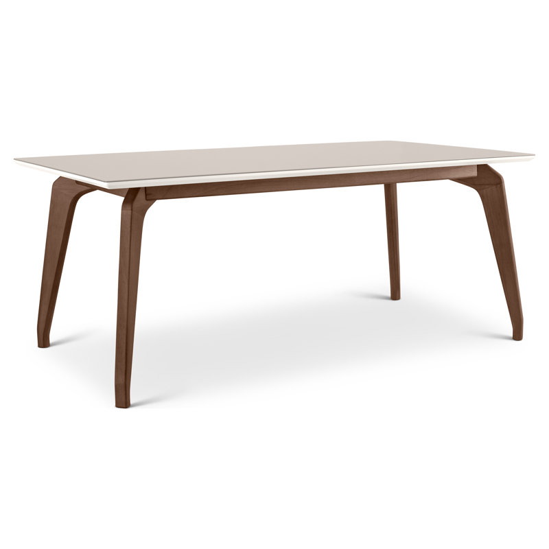 Modern Brazilian Glass Dining Table, 29.5" H x 70.75" L x 39.25" W, Off White