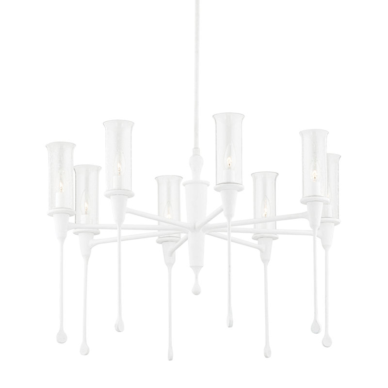 Chisel 8 Light Chandelier, White Plaster