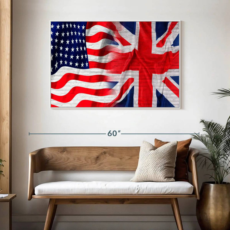 Drapeau américain et britannique, 46 po x 31 po, Cadre flottant blanc