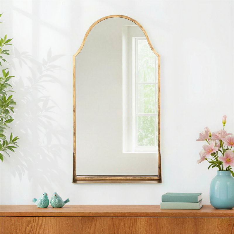 Geraldine Metal Rectangle Mirror with Shelves