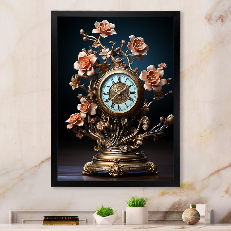 Fantastique jardin d'horlogerie II sur toile, Cadre photo noir, H 32 po x l 24 po x P 1 po