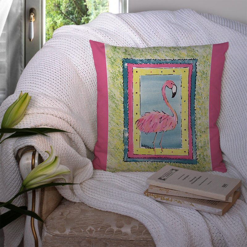 Flamingo Outdoor Throw Pillow, Pink