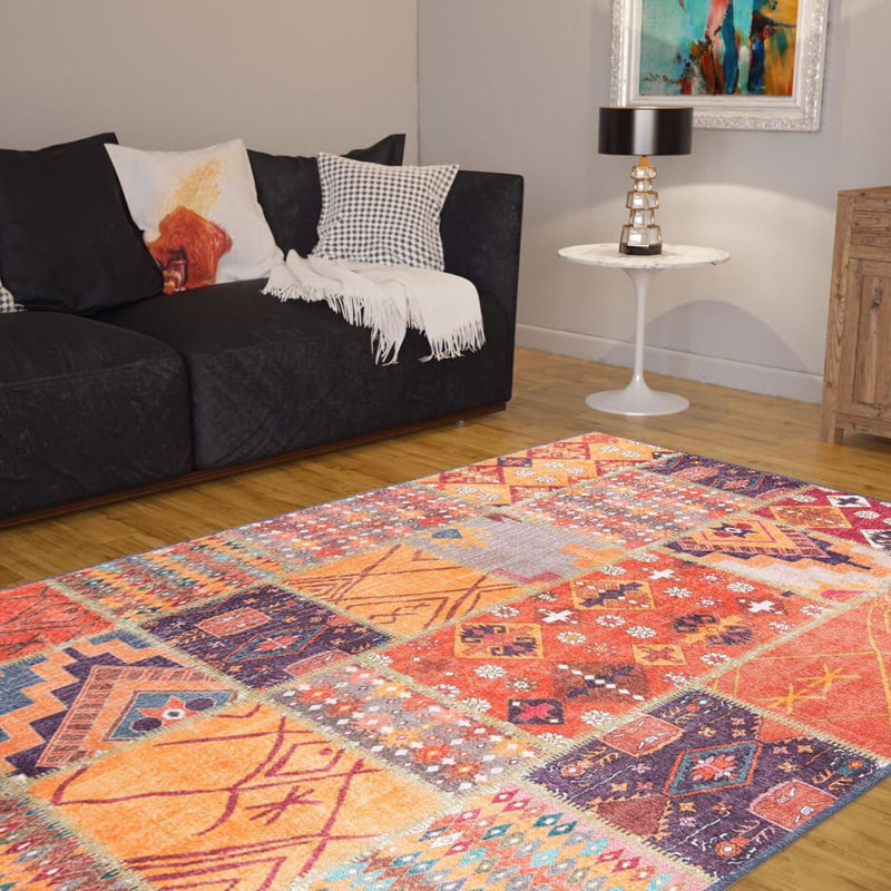 Luxurious Machine Washable Area Rug, 4.9 x 7.5 Feet, 100% Polyester, 1850 g/m², Pile Height: 0.2 inches | Eco-Friendly Recycled Poly Cotton Backing | Perfect for Living Room & Bedroom, Soft and Durable Design