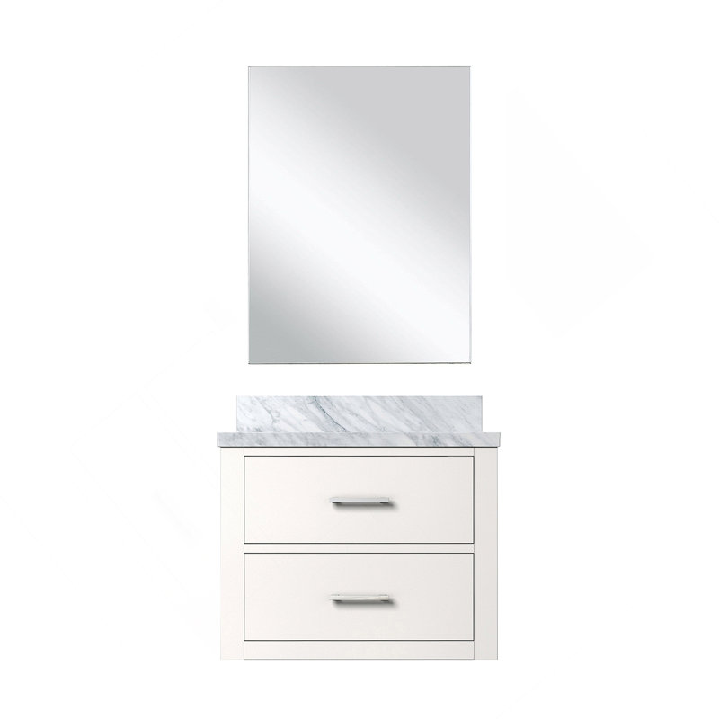 Meuble-lavabo simple 24 po X P 18 po P, comptoir en acrylique et Miroir, Blanc