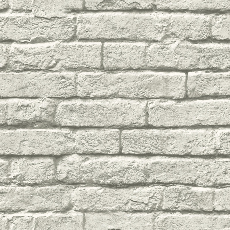 Papier peint brique et mortier, Gris / blanc