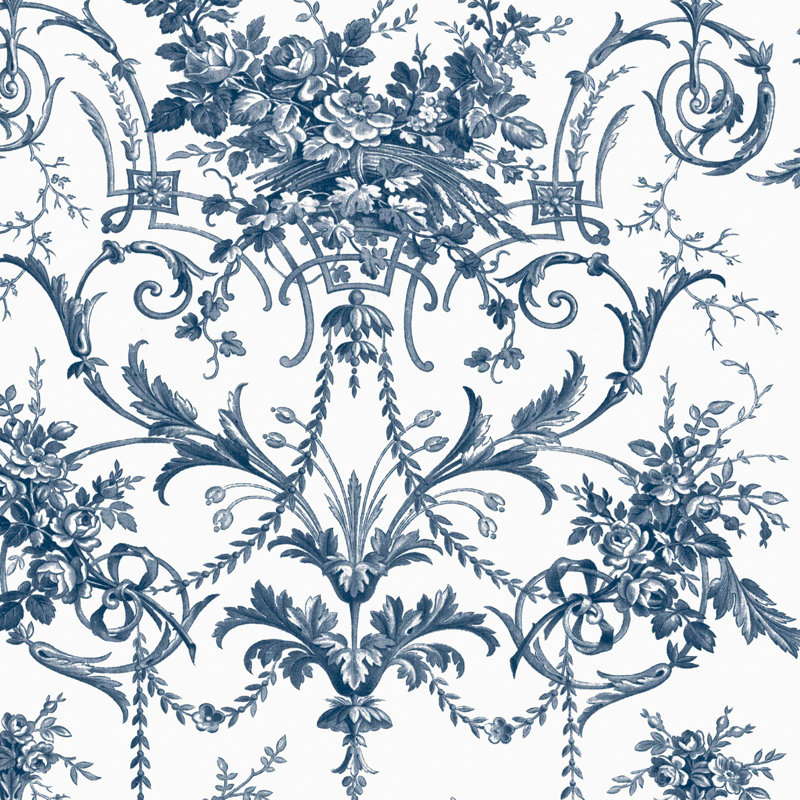 Laura Ashley Tuileries Charcoal Grey Wallpaper, Blue