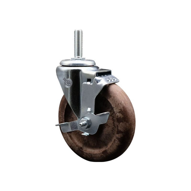 Temp Glass Filled Nylon ½ Inch Threaded Stem Caster Set with Brake