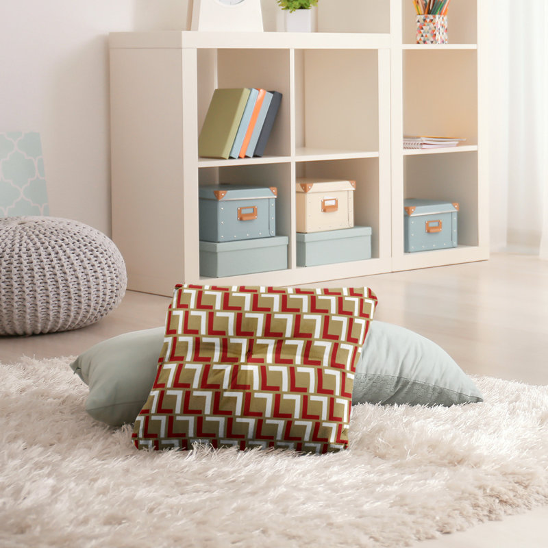 Housse et insert de coussin carré San Francisco, 30'' x 30'', Rouge / blanc / or