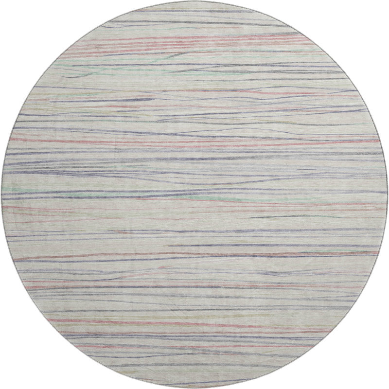 Premium Machine Washable Harjo AMF1603 Stripes Rug, Round 8'