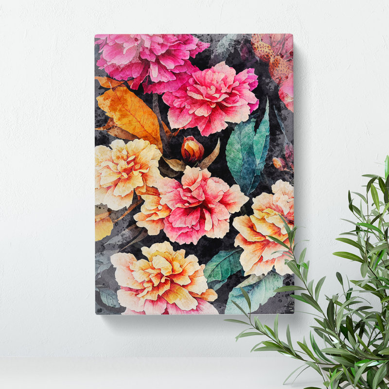 Watercolour Flowers No.3 - Wrapped Canvas, 50cm H x 35cm W x 3cm D