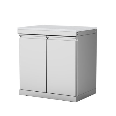 Îlot de cuisine extérieur en acier inoxydable avec comptoir en quartz blanc