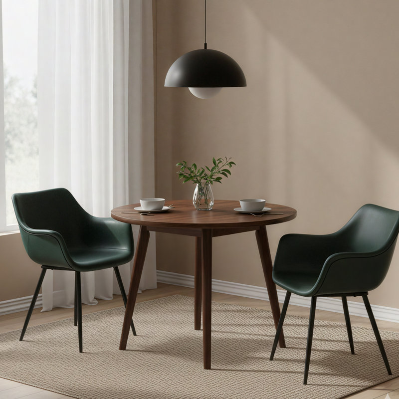 Haglund Leather Dining Chair with Powder-Coated Iron Legs Accent Side Chair Foam Padded Seat Versatile Kitchen Chair for Modern Home and Kitchen