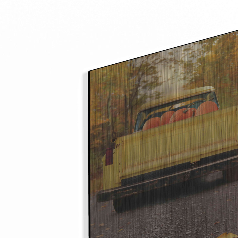 «Yellow Pumpkin Hauler» par Lori Deiter, art mural en métal, H 16 po x l 12 po