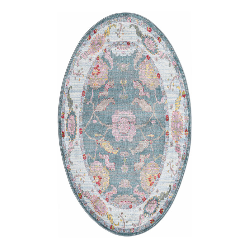 Haefner Floral Indoor Rug, Oval 3'3" x 5'3"