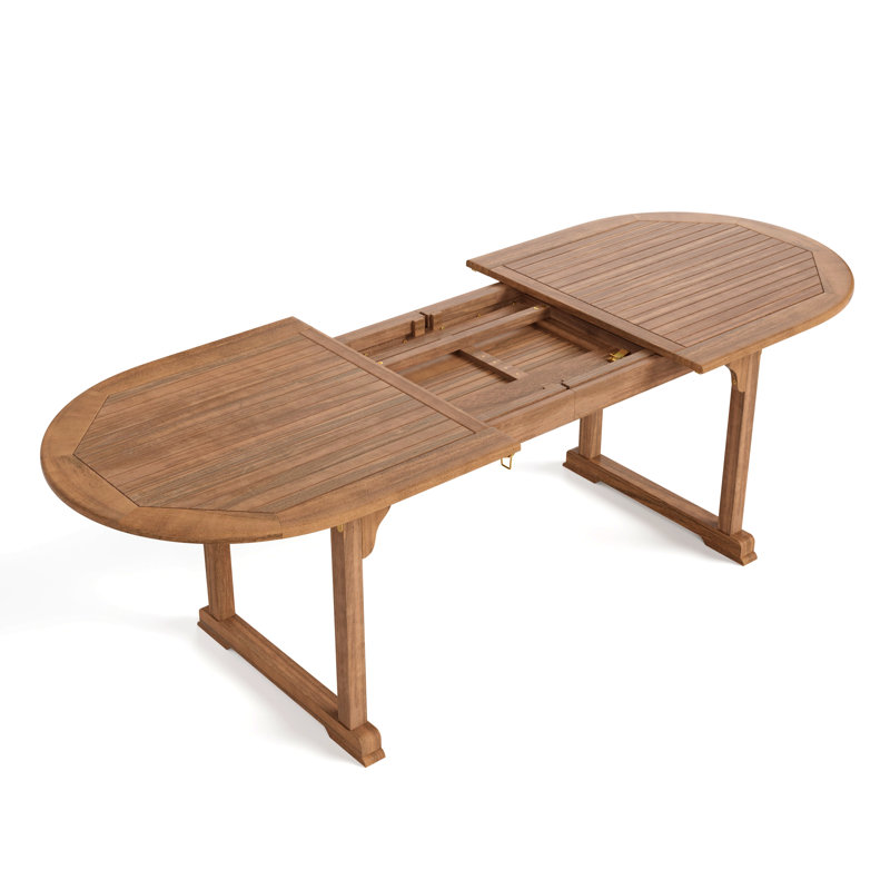 Oval Acacia Solid Wood Extendable Outdoor Dining Table , 70.9 " W 35.4 " D