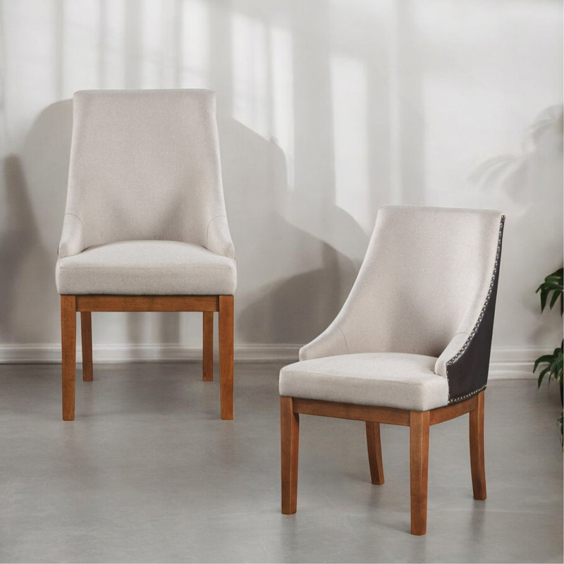 Ensemble de 2 chaises d'appoint en cuir synthétique et finition brune