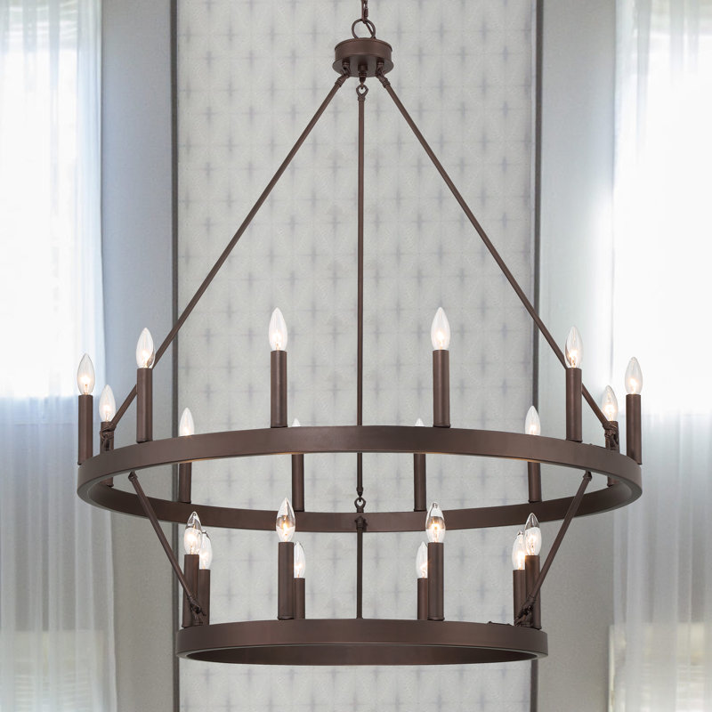 Daromir 20 - Light Dimmable Wagon Wheel Chandelier, Oil Rubbed Bronze