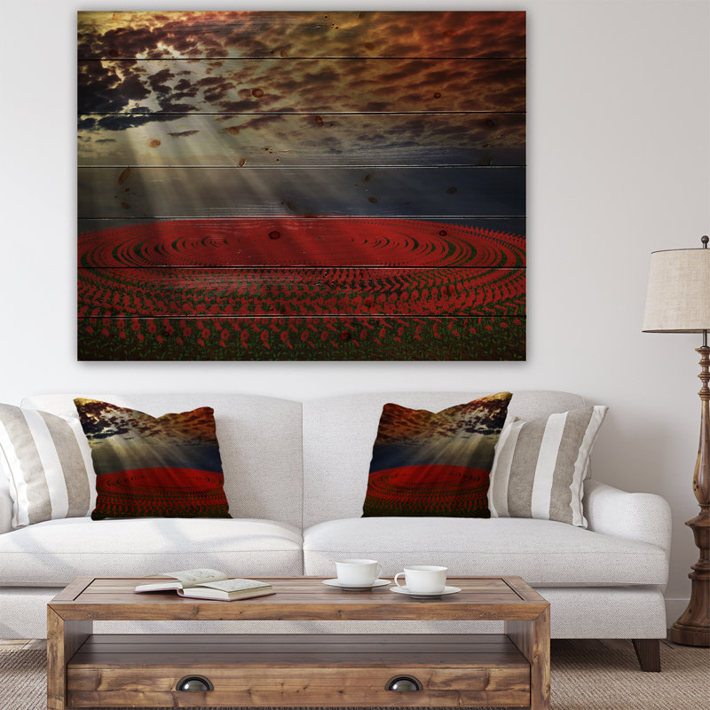 «Beautiful Circled Flower Fields», impression, H 36 po x l 46 po x P 1,5 po, Bois
