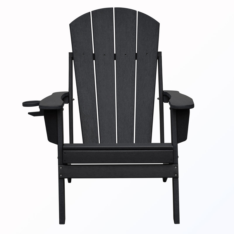 Folding Outdoor Adirondack Chair, Black