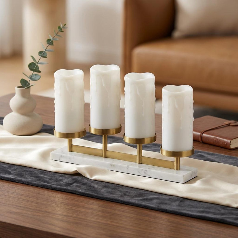 Bougie sans flamme et sans parfum, 4, Blanc, H 6 po x l 3 po x P 3 po