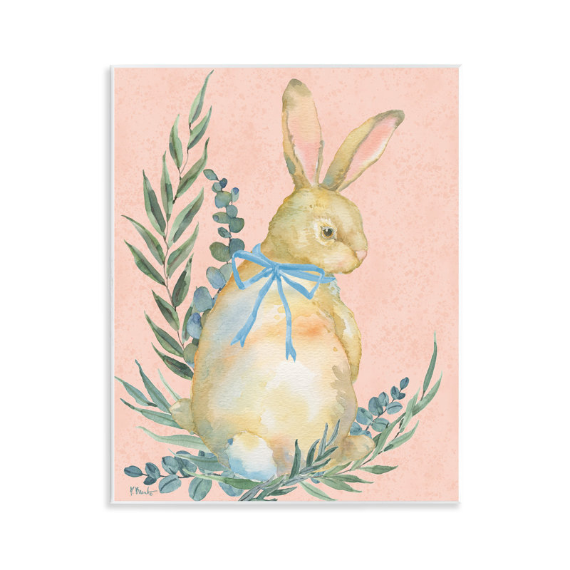 Plaque murale pastel eucalyptus et lapin, design par Paul Brent