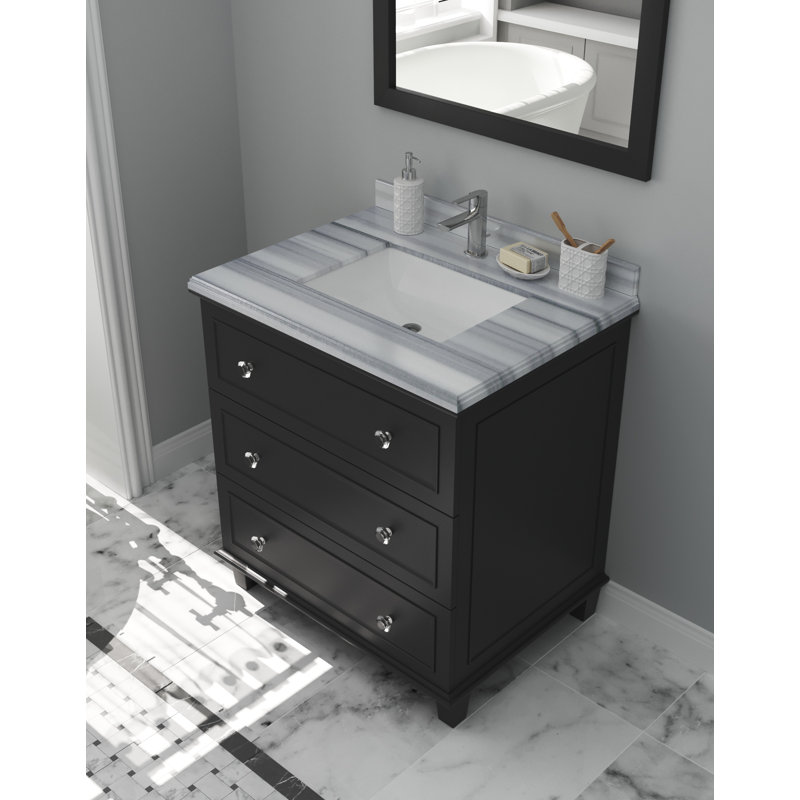 Ensemble de meuble-lavabo simple 30 po Medina, Espresso, Bandes blanches