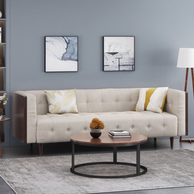 90"Wide 3-Seat Sofa with Wood Legs