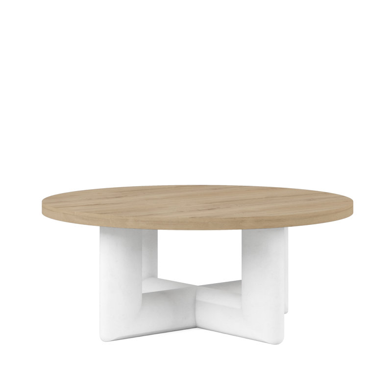Garrison 42" Round Washed Oak Wood Cocktail Table