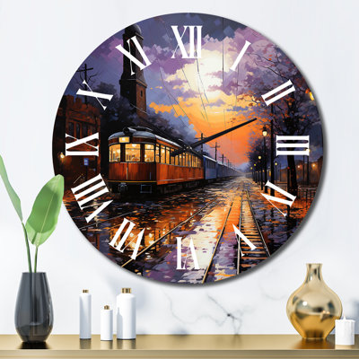 Horloge murale Train Industrial Elegance Pointillism I