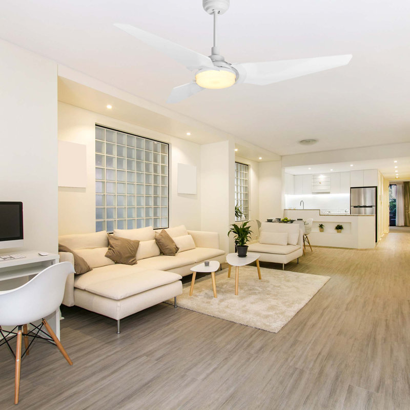 Ventilateur de plafond intelligent d'intérieur / extérieur de 56 po Kaj, ensemble d'éclairage à DEL à intensité variable et télécommande, fonctionne avec l'assistant Google, Amazon Alexa et les raccourcis Siri.