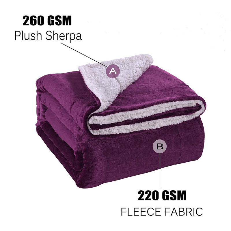 Couverture en peluche Jerad, l 80 po x L 60 po, Mauve