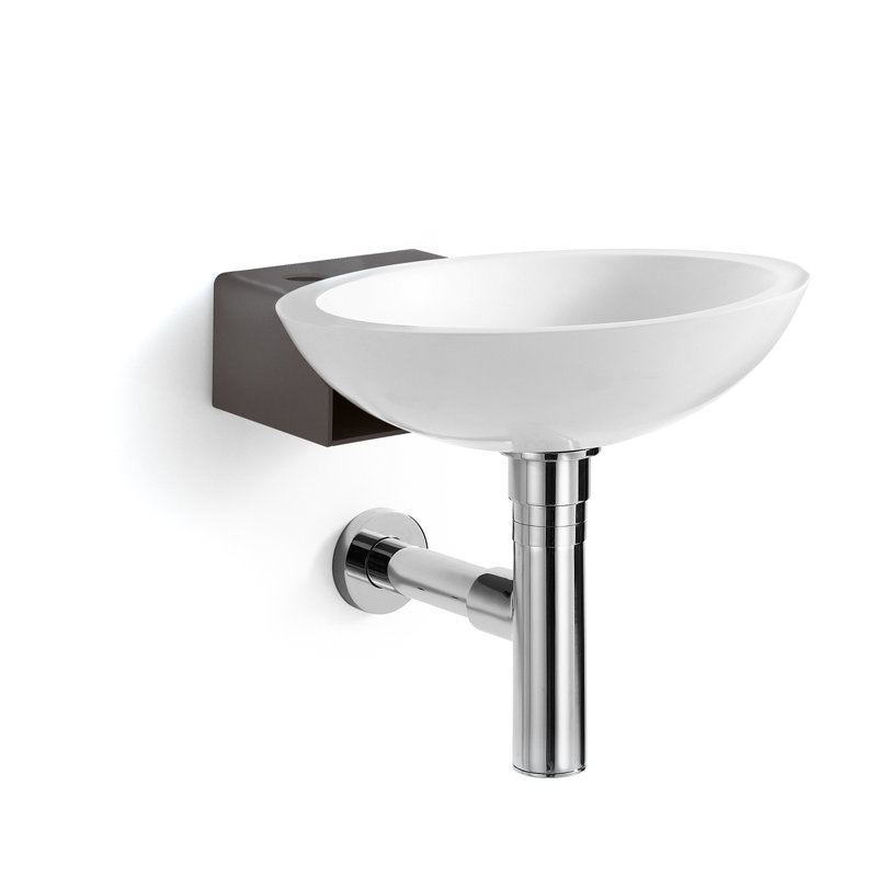 Lavabo de salle de bain mural ovale en céramique Ciuci, Blanc / gris foncé