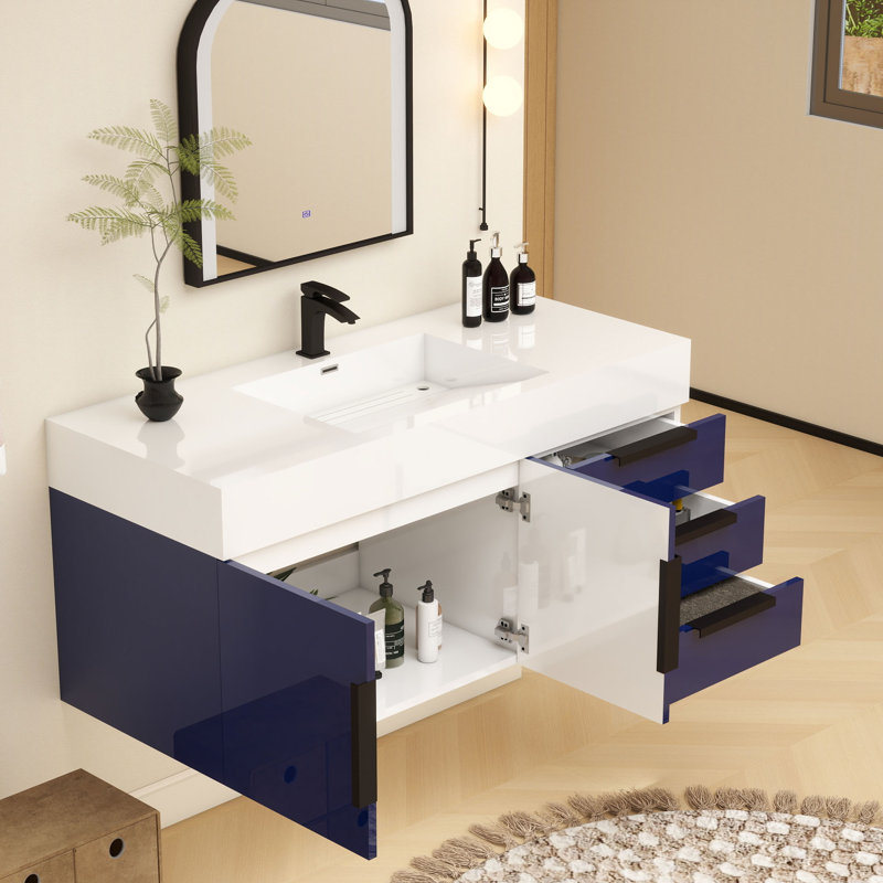 Meuble-lavabo simple 48 po Jessica, Bleu marine