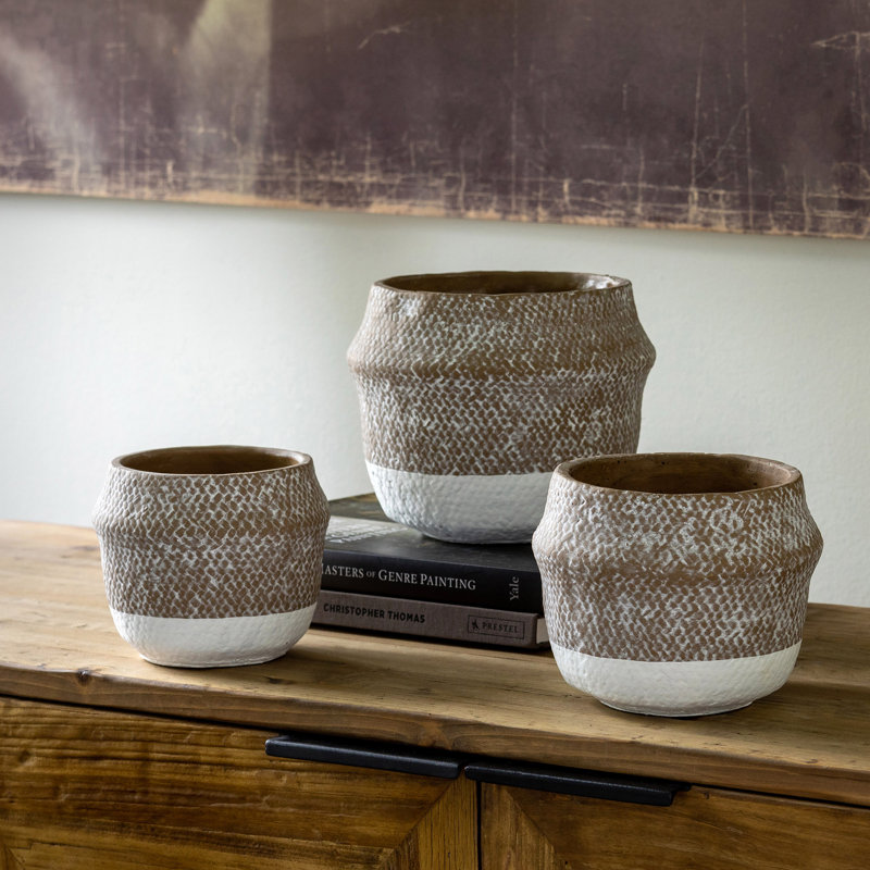Rustic Modern Planter, 6.75" H x 6.25" W x 8.5" D