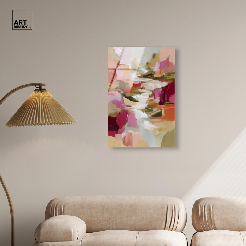 «Layers of Sensing V», reproduction murale imprimée en acrylique rose par Art Remedy, prête à être accrochée, 20 x 30