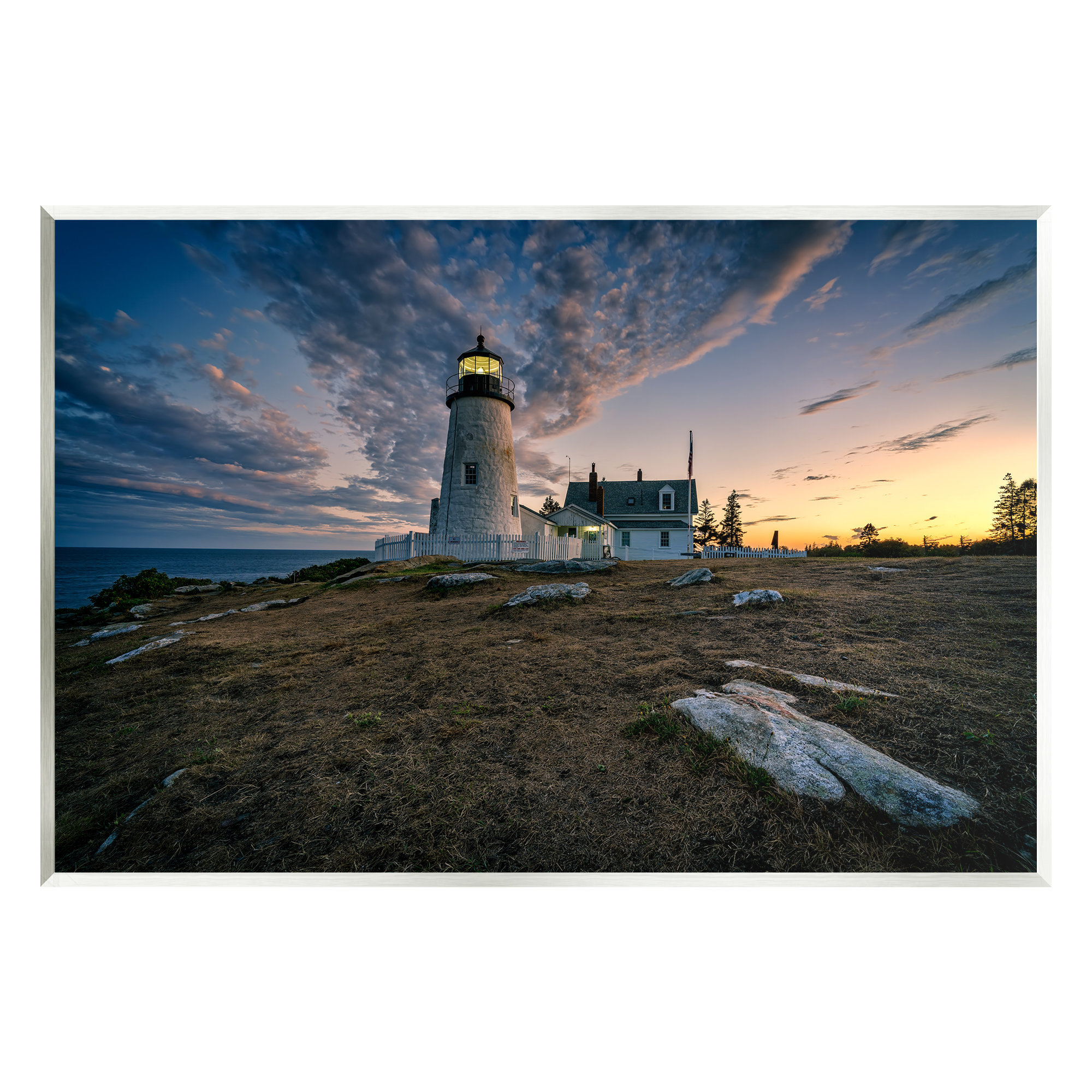 Stupell Industries Maritime Lighthouse Clouds Landscape Floater Canvas ...