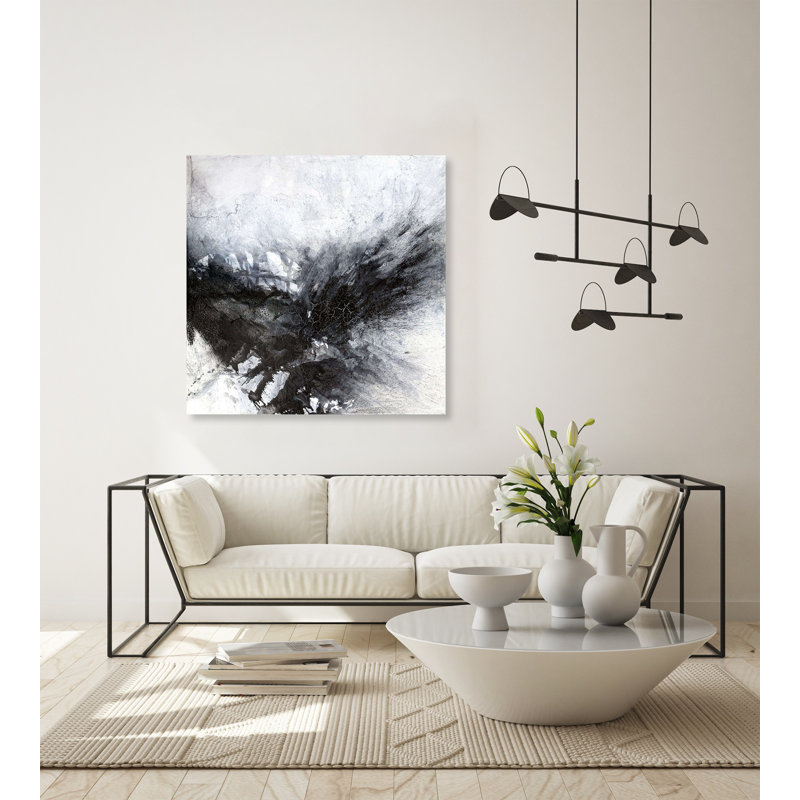 Black & Gray III - Artist Enhanced Canvas Print, 20" H x 20" W x 1" D, Wrapped Canvas