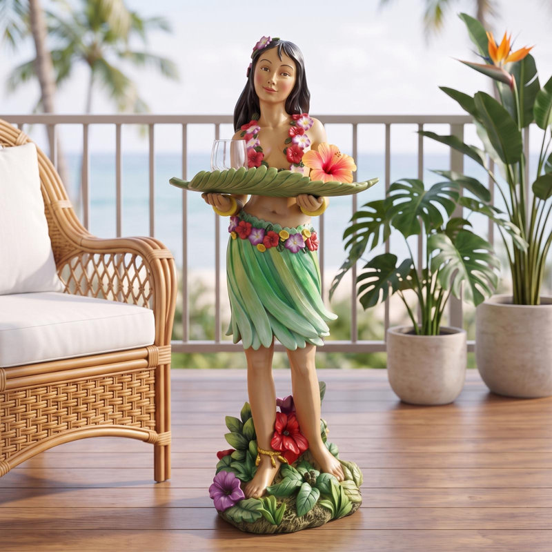 Hawaiian Hula Wahine Serving Table Statue