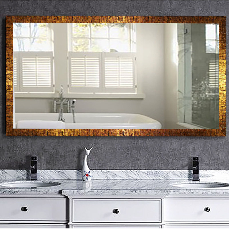 Guildford Wood Flat Wall Mirror, 34" H x 65.5" W