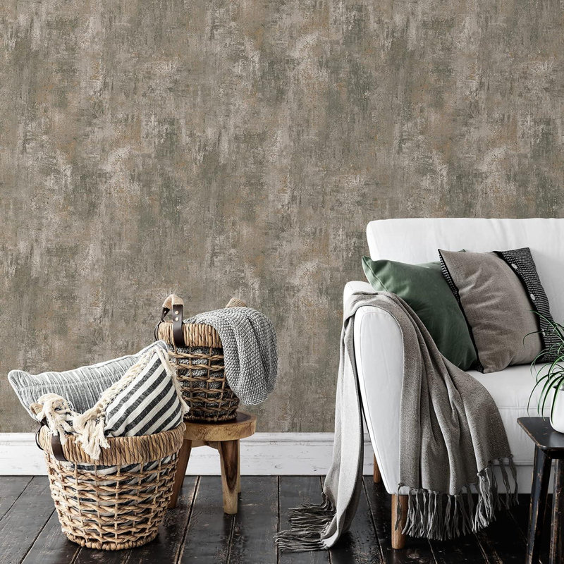 Aloise 10m x 53cm Textured Matte Wallpaper Roll, Brown