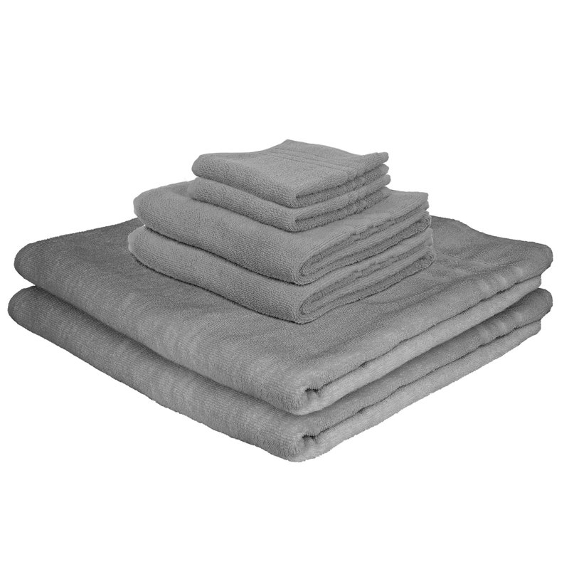 Cotton Bath Towels - Set of 6, Grey