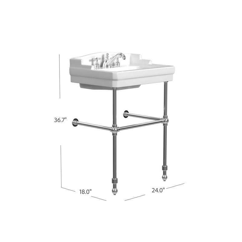 Cheviot Products Essex 24" Console Bathroom Sink with Overflow & Metal Base, Chrome, 8" Widespread