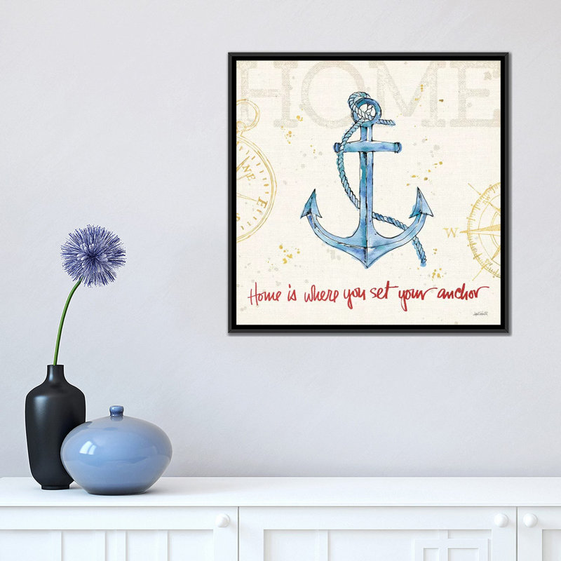« côtier life v », reproduction d’impression sur toile, H 18 po x l 18 po x P 1,5 po, Toile avec cadre noir, Pas de tapis