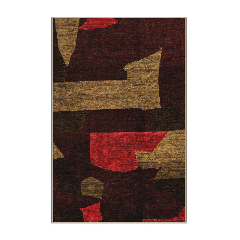 Tapis oriental en laine / polyester tissé à la machine Riam, Rectangle 7 pi x 10 pi