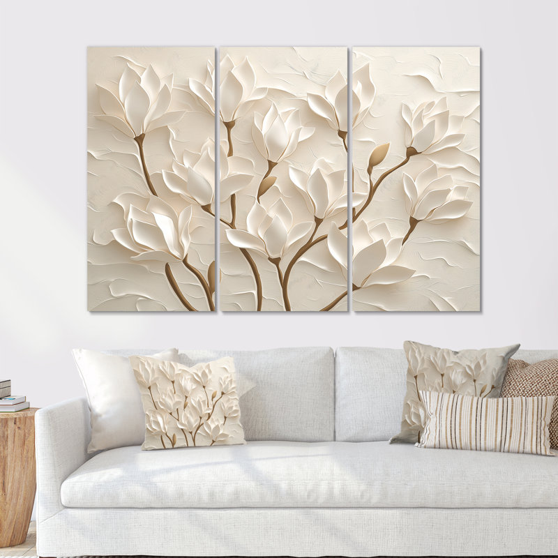Ensemble de salon Adalbern - Magnolia, H 40 po x l 60 po, Impression sans cadre en métal, Does Not Apply