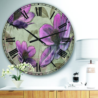 Floral And Botanical Metal Wall Clock