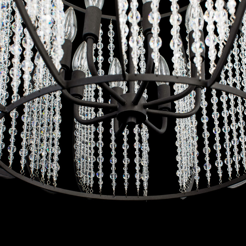 Caesar Black Crystal 8-Light Pendant Chandelier