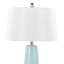 Lampe de table contemporaine en céramique 22 pouces avec corps bleu foncé et argent et abat-jour blanc-1725712214