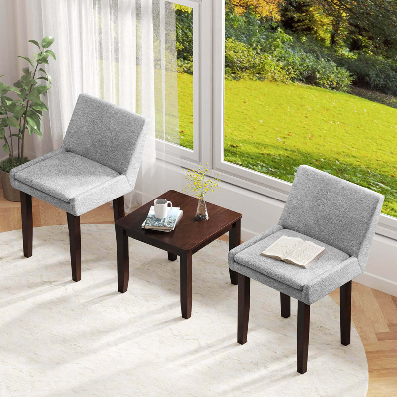 3 Pcs Accent Table & Chair Set Modern Upholstered Fabric Side Leisure Chair