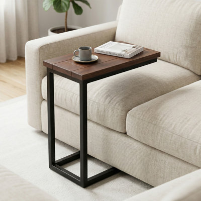 Weston 18"W Solid Mango Wood C Side Table with Metal Base